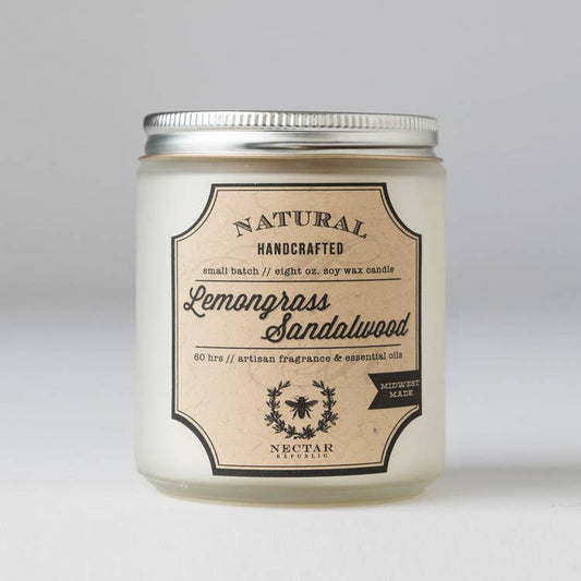 Nectar Republic Lemongrass + Sandalwood 8oz Candle