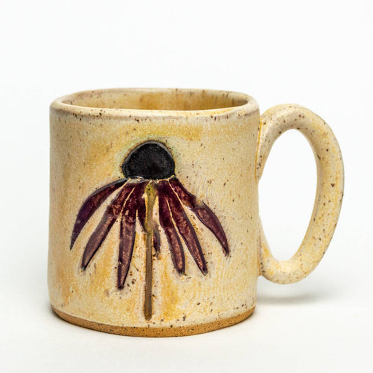 Purple Cone Flower Design Handmade Ceramic Mug 10oz