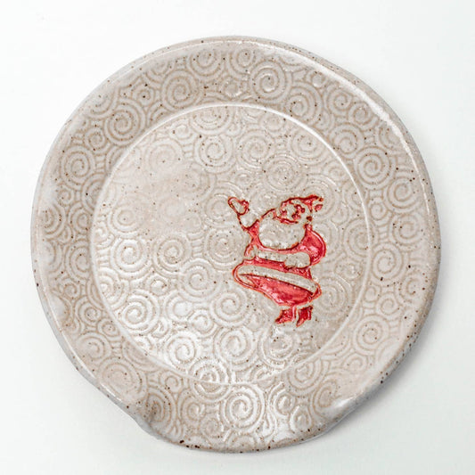 Ceramic Spoon Rest- Red Classic Santa Pattern